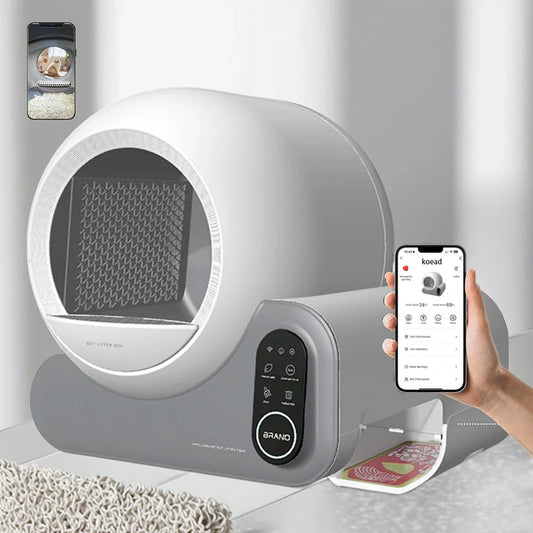 KTX-114195 Automatic Self-Cleaning Cat Litter Box with App Control and Odor Control, 65L Capacity