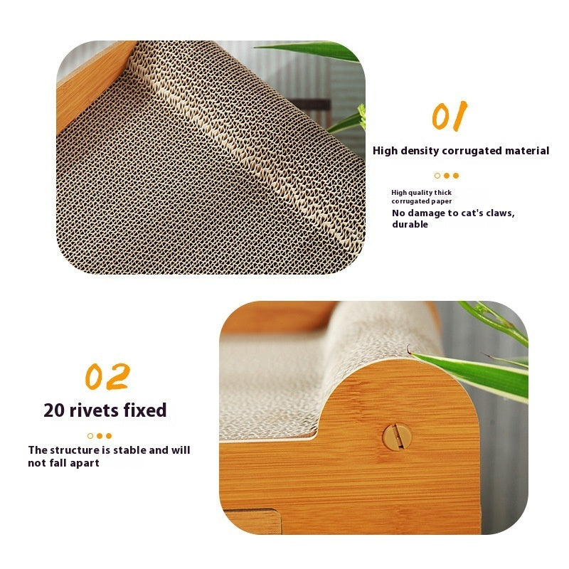 KTX-114195 Luxury Double Layer Corrugated Paper Cat House with Double Ball and Double Door Design