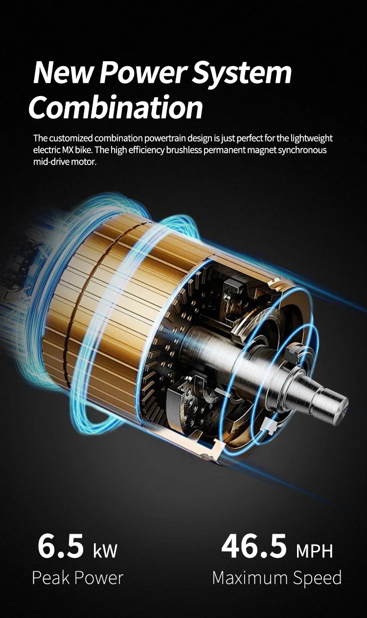 KTX-115603 60V 6500W Electric Dirt Bike with Dual Hydraulic Suspension and 17" Off-Road Tires