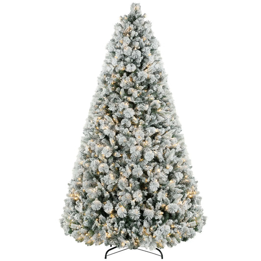 KTX-116819 9 ft Prelit Christmas Tree with 750 Clear Lights & 2387 Tips, Metal Stand for Holiday Decoration