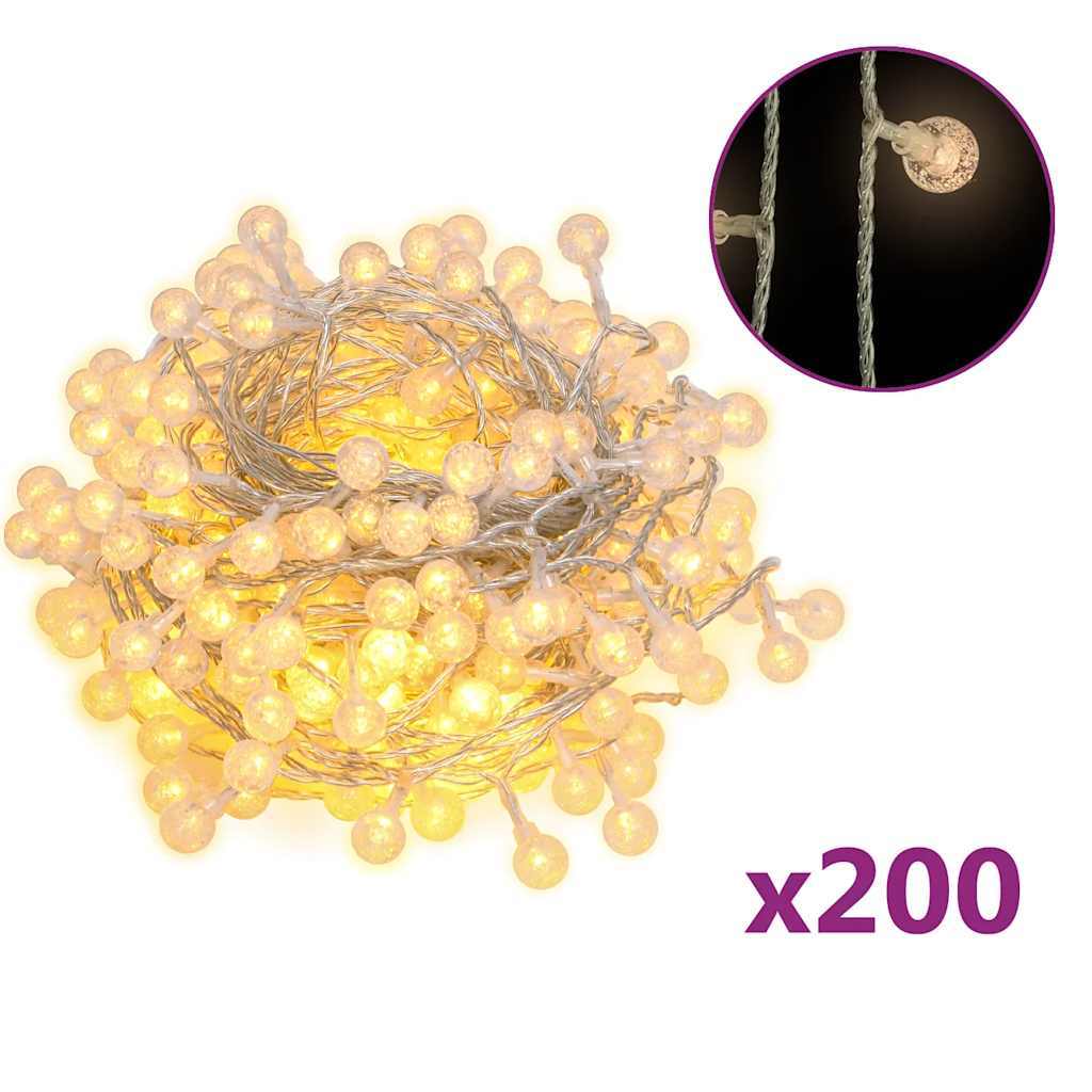 KTX-118163 Warm White String Lights with 200 LEDs, 20m Length, 8 Lighting Effects