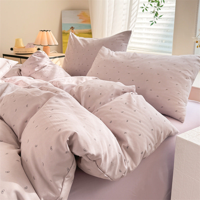 KTX-119315 Super Soft Glutinous Clouds Cotton Four-Piece Bedding Set with Floral Design