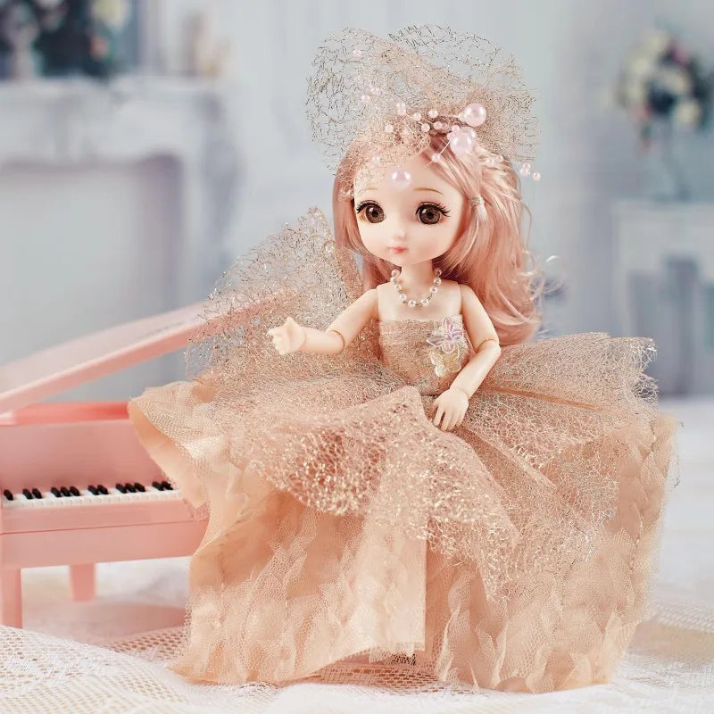 KTX-119763 19CM Lifelike Vinyl Princess Doll with Multi-style Dress Up for Girls, Soft Toy Ideal for Ages 3 and Up