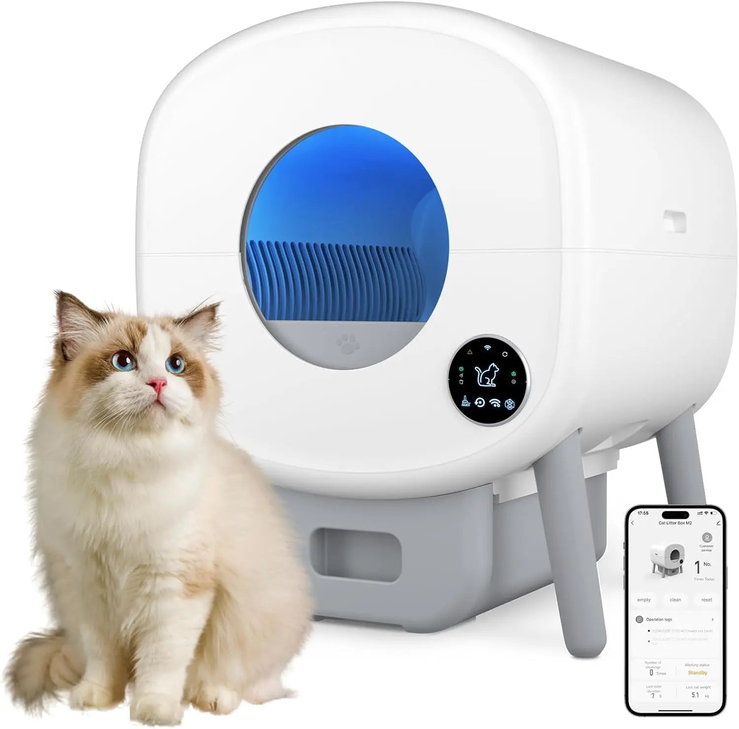 KTX-119955 Automatic Self-Cleaning Cat Litter Box with APP Control and Dual Safety Sensors - 76L Capacity