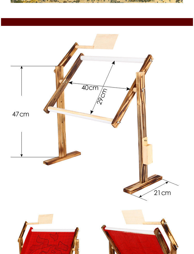 KTX-120339 Antique Solid Wood Cross Stitch Frame - Small Chinese Style with Polished Finish