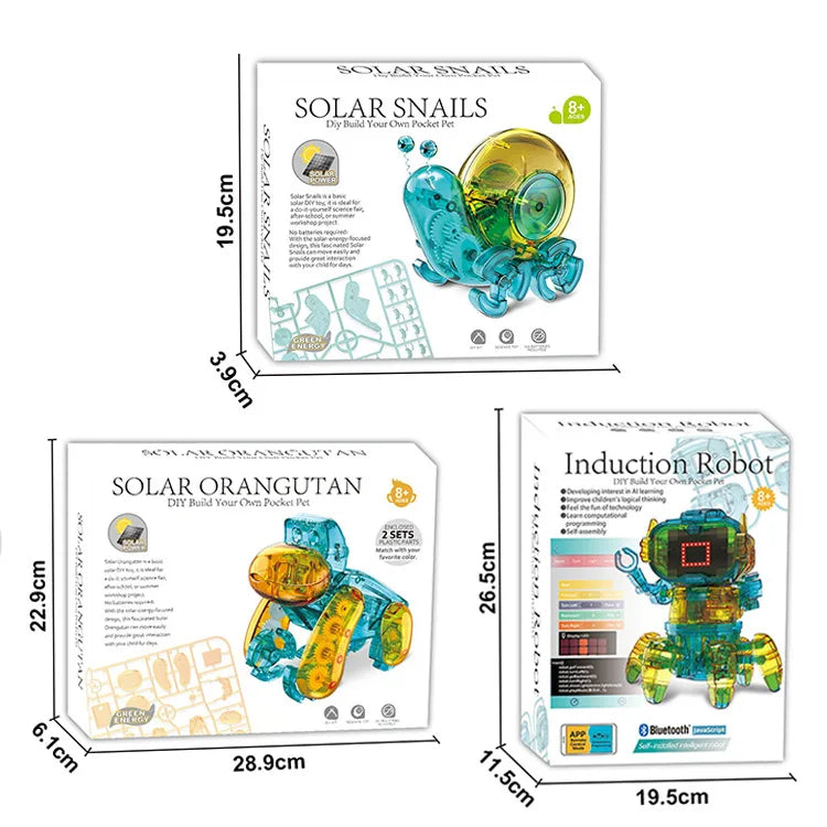 KTX-120915 Solar-Powered DIY Snail Orangutan Robot Toy for Kids Ages 3 and Up