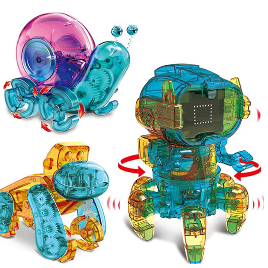 KTX-120915 Solar-Powered DIY Snail Orangutan Robot Toy for Kids Ages 3 and Up