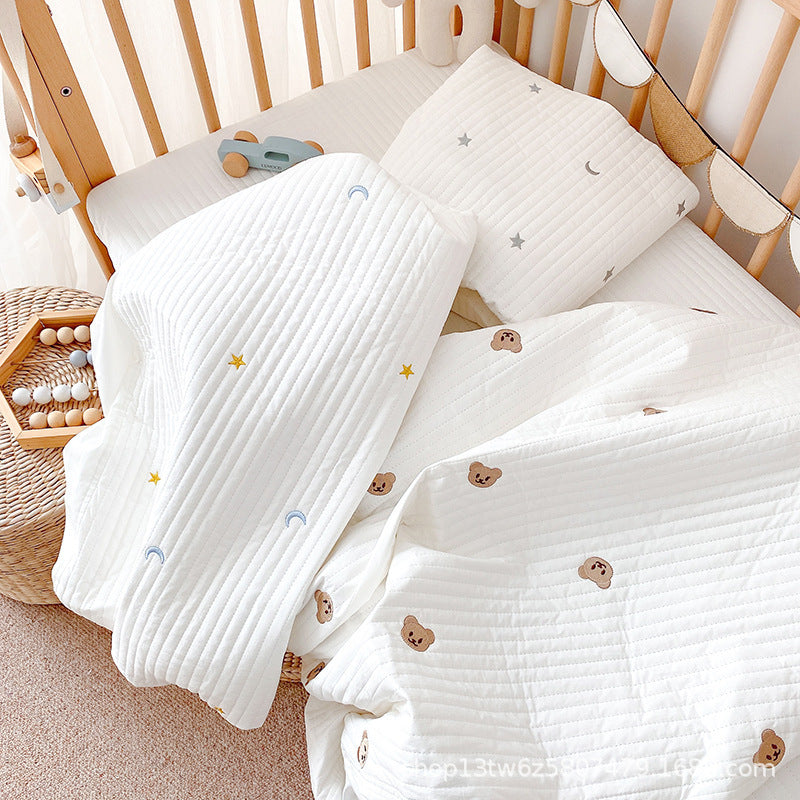 KTX-120979 Cotton Quilted Baby Fitted Sheet - Various Cute Designs - 65x120cm