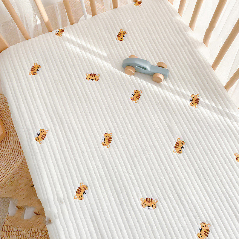 KTX-120979 Cotton Quilted Baby Fitted Sheet - Various Cute Designs - 65x120cm