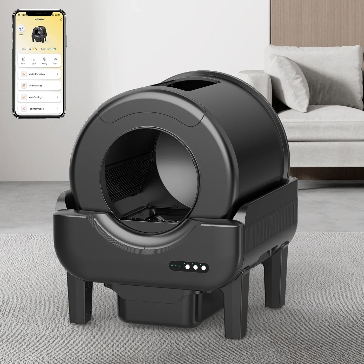 KTX-121107 Automatic One-Click Cat Litter Box with Anti-Splash Feature and Large Capacity