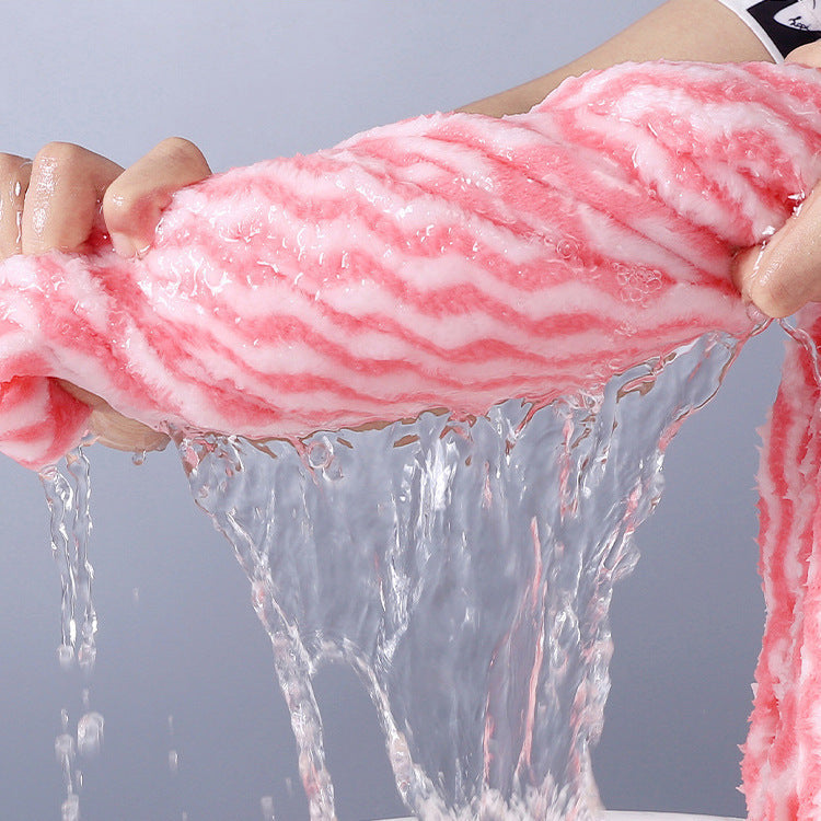 KTX-121235 Water Ripple Coral Fleece Towels Two-Piece Set for Parents and Children – Soft, Absorbent, and Non-fading