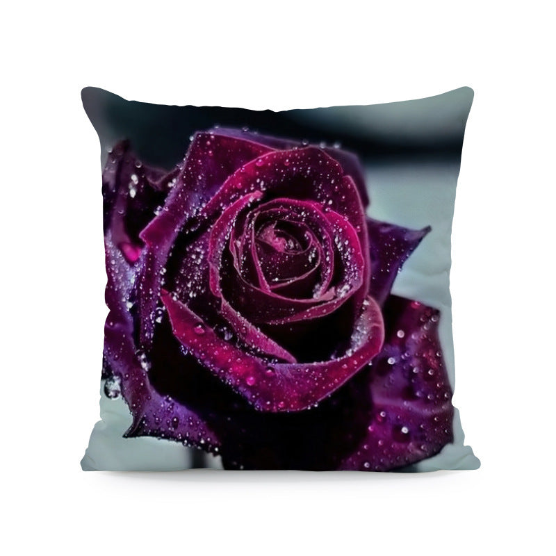 KTX-121491 Flower Print Super Soft Pillow Cover - Modern 45x45cm Cushion Case in Various Colors