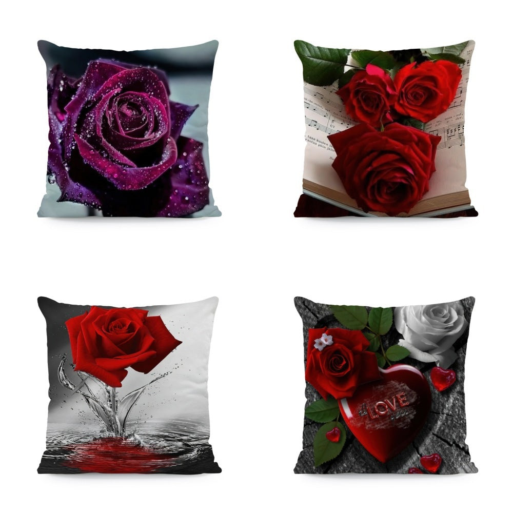 KTX-121491 Flower Print Super Soft Pillow Cover - Modern 45x45cm Cushion Case in Various Colors