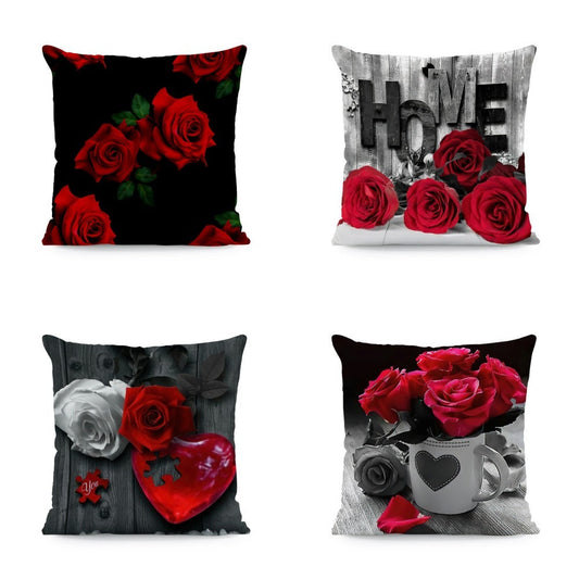 KTX-121491 Flower Print Super Soft Pillow Cover - Modern 45x45cm Cushion Case in Various Colors