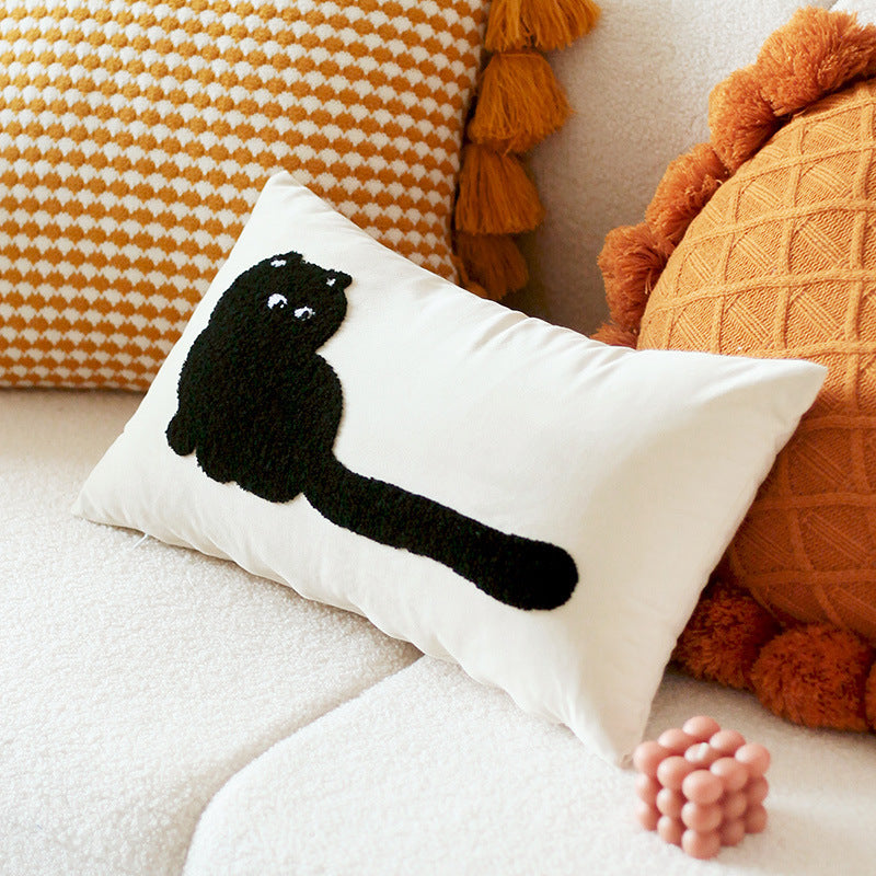 KTX-121619 Modern Minimalist Cat Embroidered Cushion - Available in Various Styles and Sizes