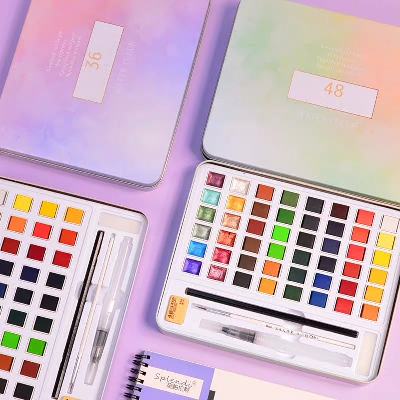 KTX-121747 Pearlescent Watercolor Paint Set - 24 Colors in Box, Includes Metallic and Pure Pearlescent Options