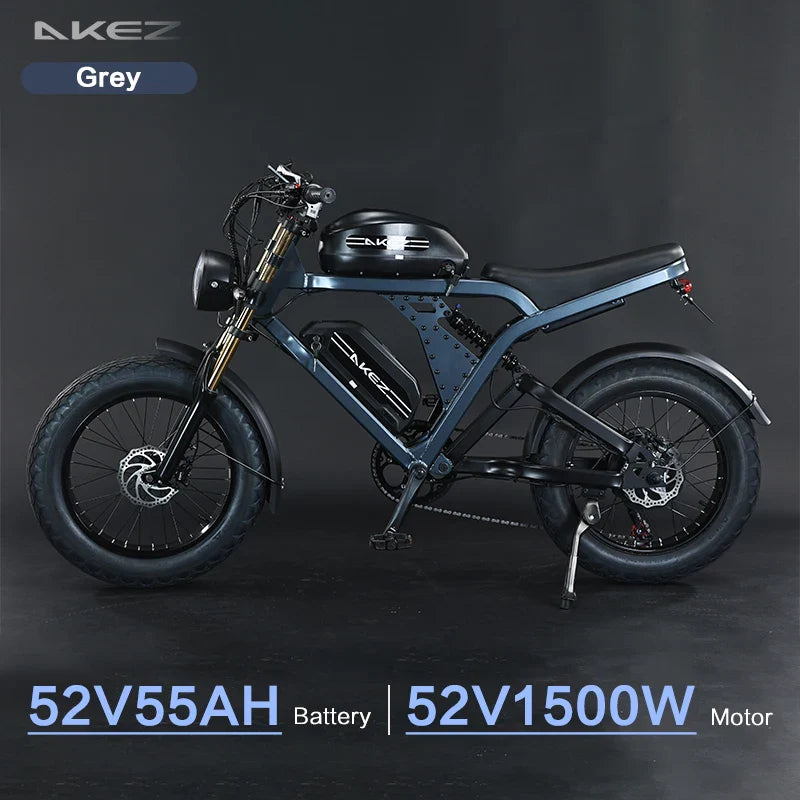 KTX-122515 Akez King Kong 52V 1500W Electric Bike with Dual Batteries – Long-Range 55Ah E-Bike for Adults
