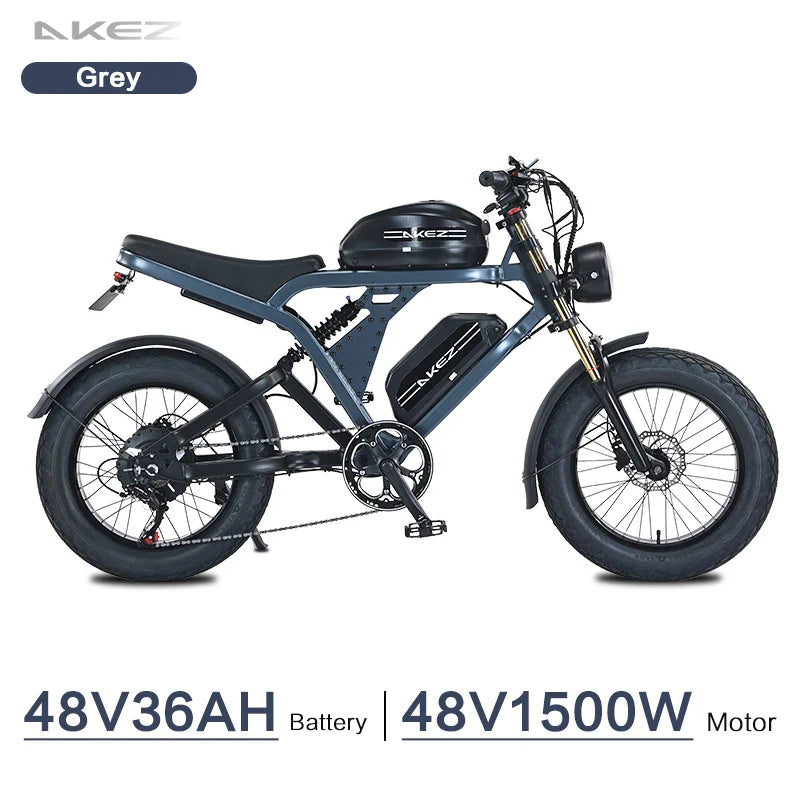 KTX-122515 Akez King Kong 52V 1500W Electric Bike with Dual Batteries – Long-Range 55Ah E-Bike for Adults