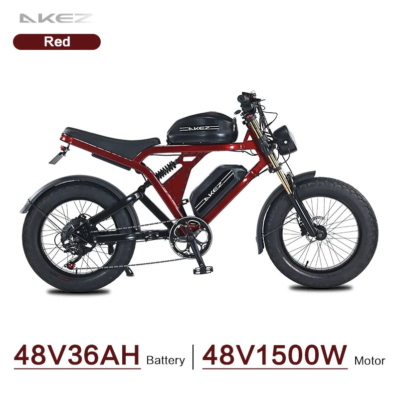 KTX-122515 Akez King Kong 52V 1500W Electric Bike with Dual Batteries – Long-Range 55Ah E-Bike for Adults