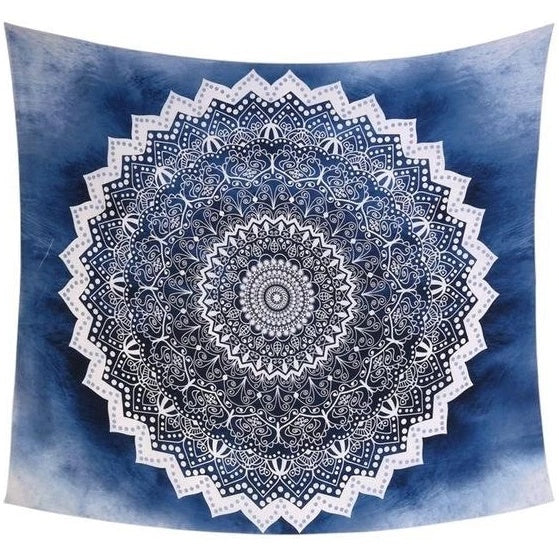 KTX-122515 Cool Blue Mandala Tapestry - 100% Polyester Decorative Wall Hanging
