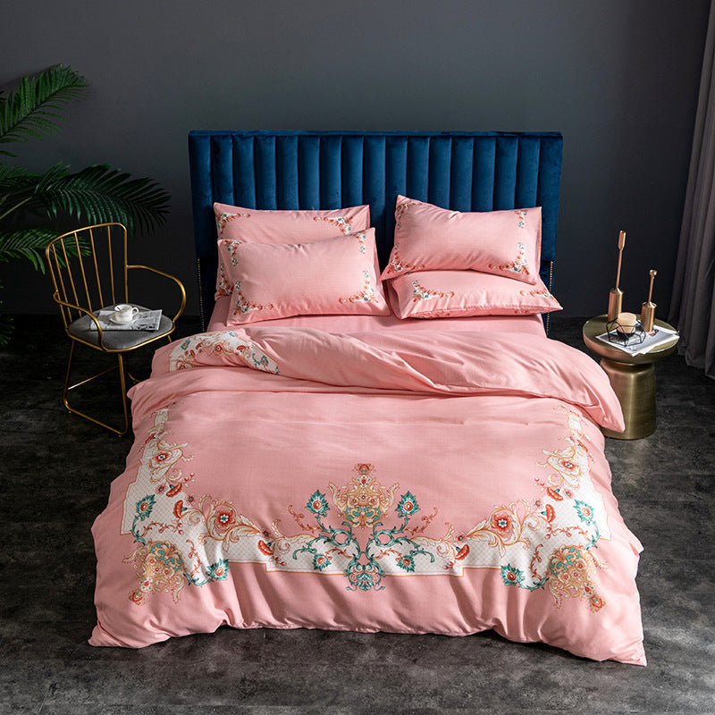 KTX-122963 Skin-Friendly Large Four-Piece Bedding Set for 1.5m and 1.8m Beds - European Floral Designs Available