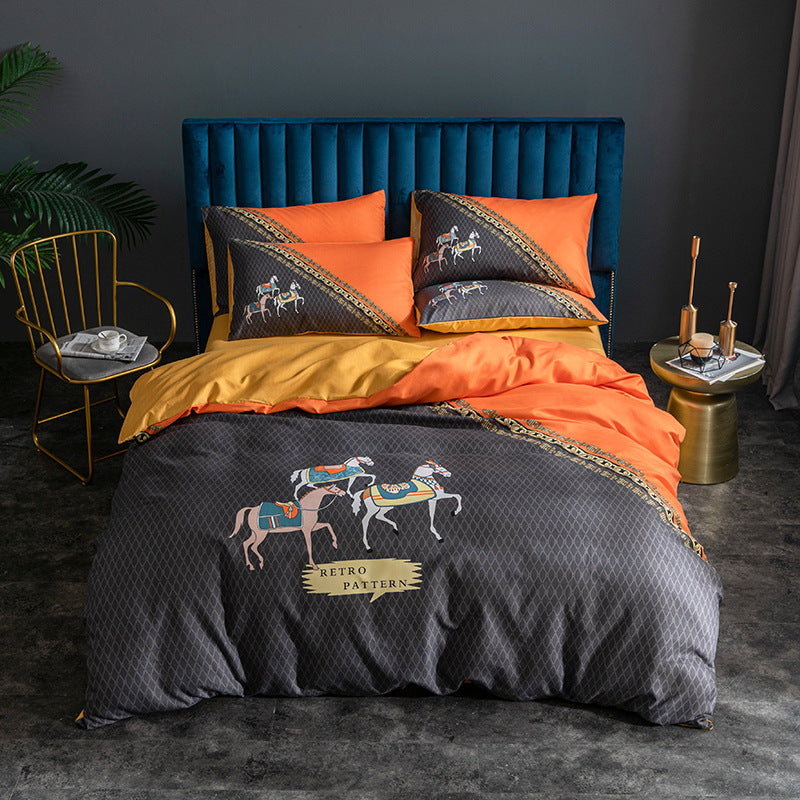 KTX-122963 Skin-Friendly Large Four-Piece Bedding Set for 1.5m and 1.8m Beds - European Floral Designs Available