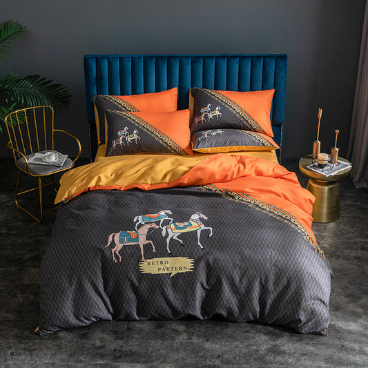 KTX-122963 Skin-Friendly Large Four-Piece Bedding Set for 1.5m and 1.8m Beds - European Floral Designs Available