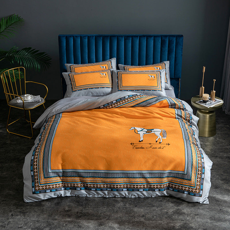 KTX-122963 Skin-Friendly Large Four-Piece Bedding Set for 1.5m and 1.8m Beds - European Floral Designs Available