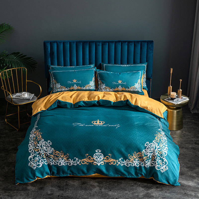 KTX-122963 Skin-Friendly Large Four-Piece Bedding Set for 1.5m and 1.8m Beds - European Floral Designs Available