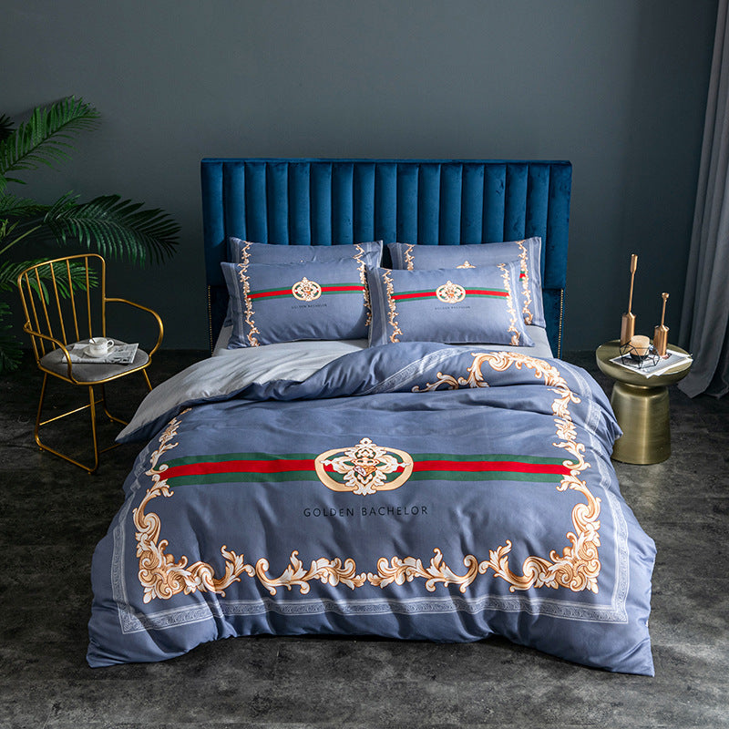 KTX-122963 Skin-Friendly Large Four-Piece Bedding Set for 1.5m and 1.8m Beds - European Floral Designs Available