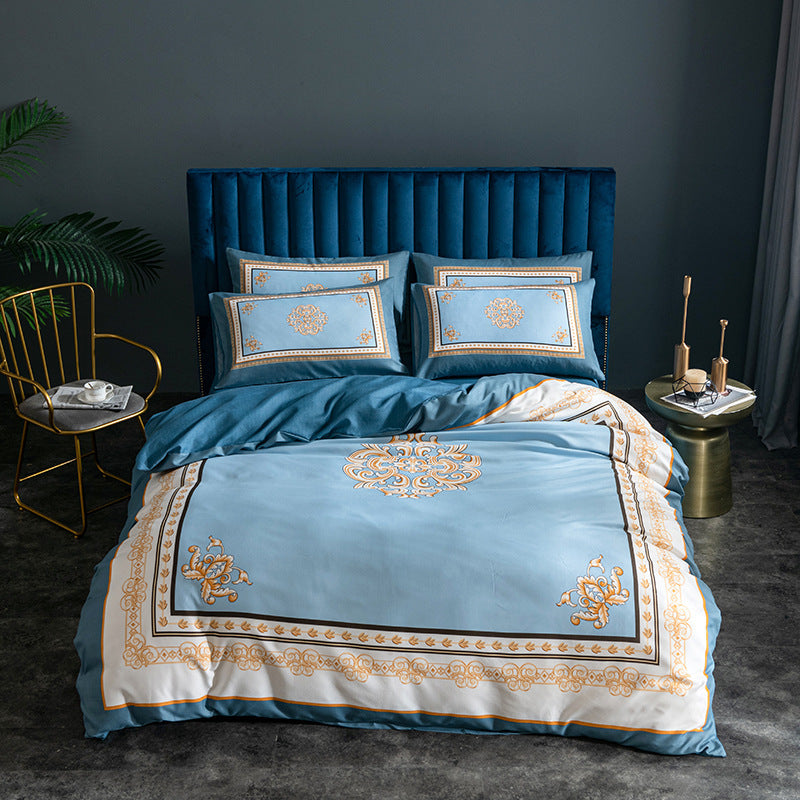 KTX-122963 Skin-Friendly Large Four-Piece Bedding Set for 1.5m and 1.8m Beds - European Floral Designs Available