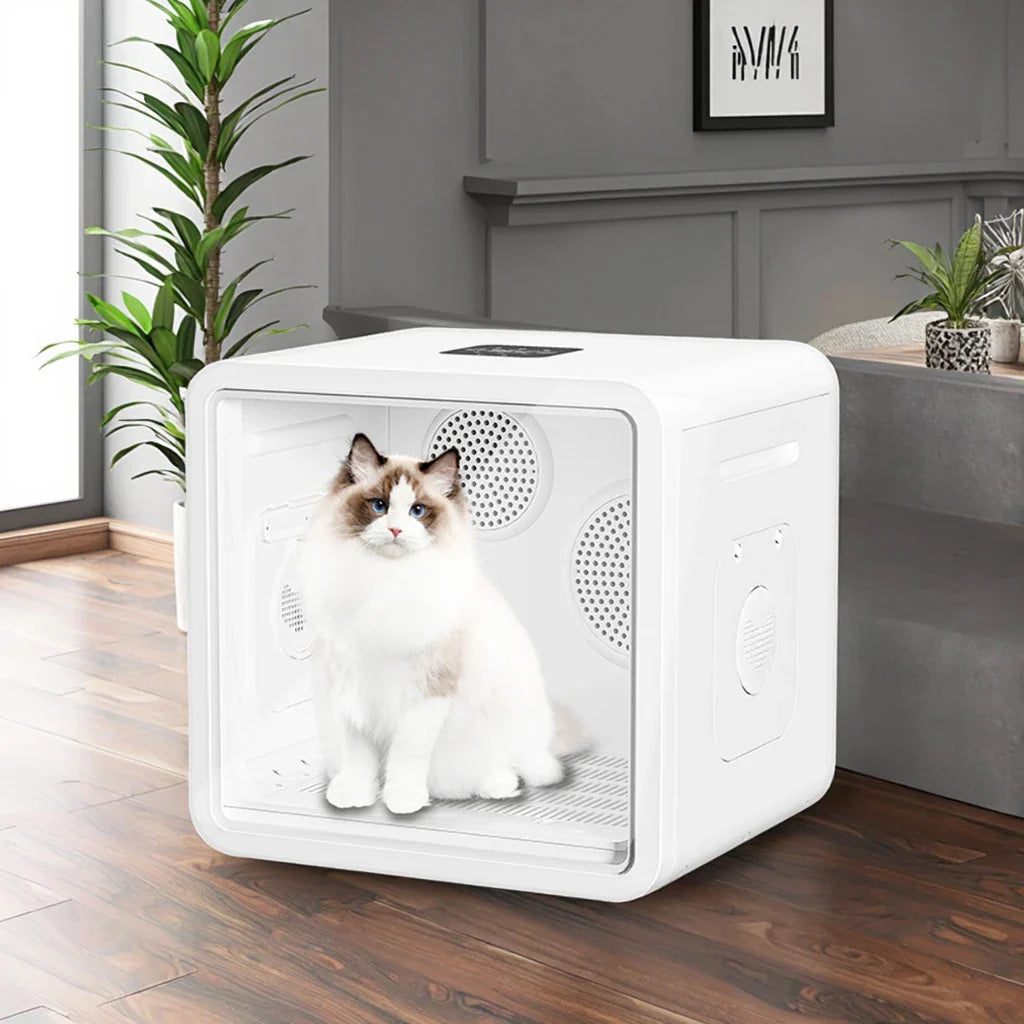KTX-123219 Temperature Controlled Quiet Pet Dryer Box for Small Dogs and Cats - 110-240V ABS Plastic