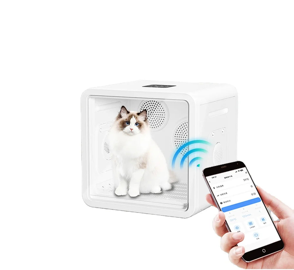 KTX-123219 Temperature Controlled Quiet Pet Dryer Box for Small Dogs and Cats - 110-240V ABS Plastic