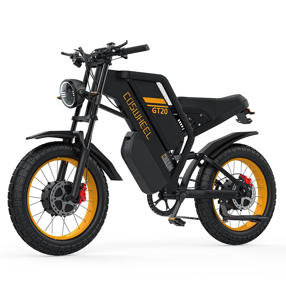 KTX-123667 Dual Battery Fatbike Electric Bike 3000W Motor, 40-60 km/h Speed, Retro Cruiser Style, Front & Rear Suspension, Suitable for Heights 5'1" - 6'5"
