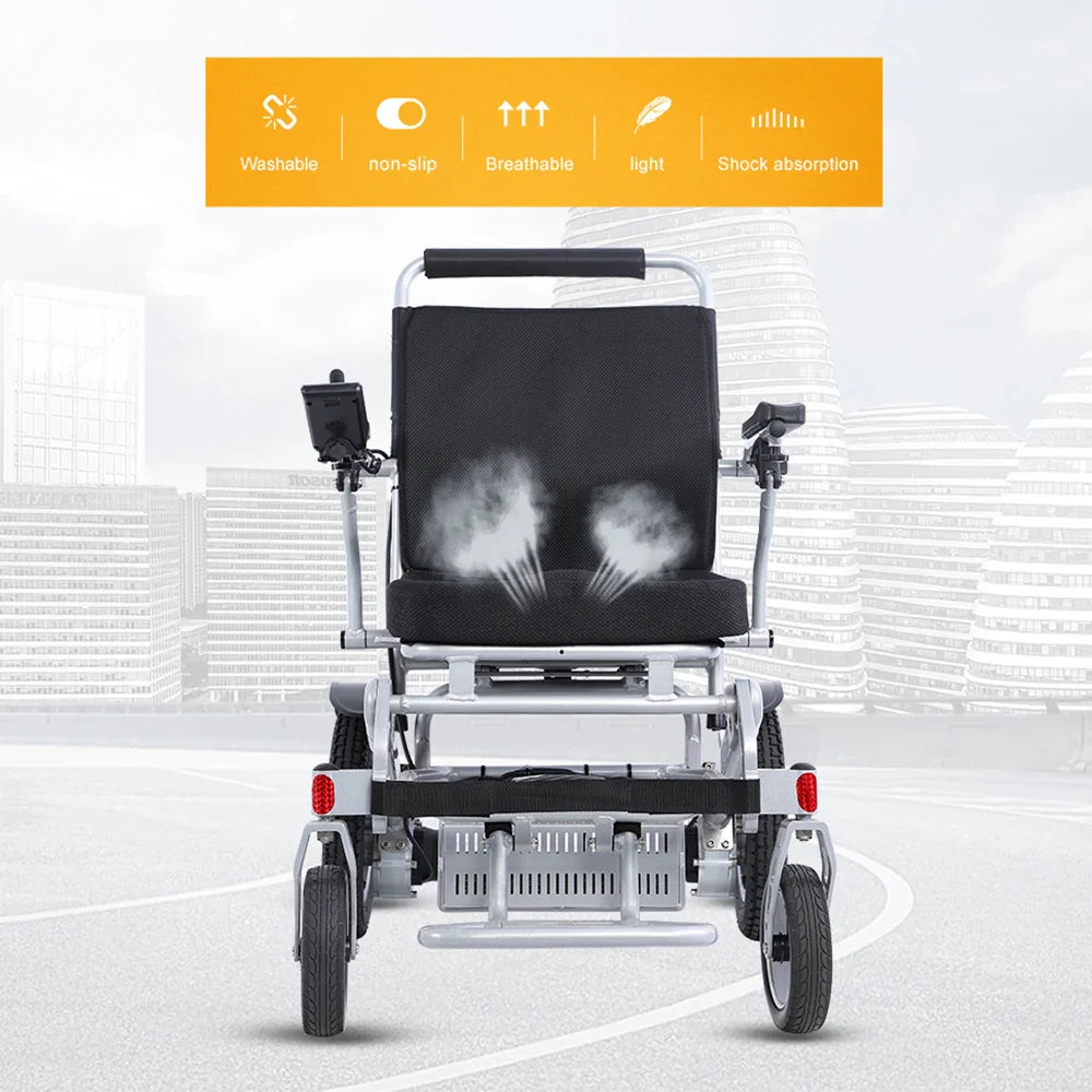 KTX-123987 Foldable Aluminum Alloy Wheelchair for Elderly Adults, 120 kg Capacity, 20 km Driving Range, 6 km/h Speed