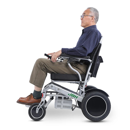 KTX-123987 Foldable Aluminum Alloy Wheelchair for Elderly Adults, 120 kg Capacity, 20 km Driving Range, 6 km/h Speed