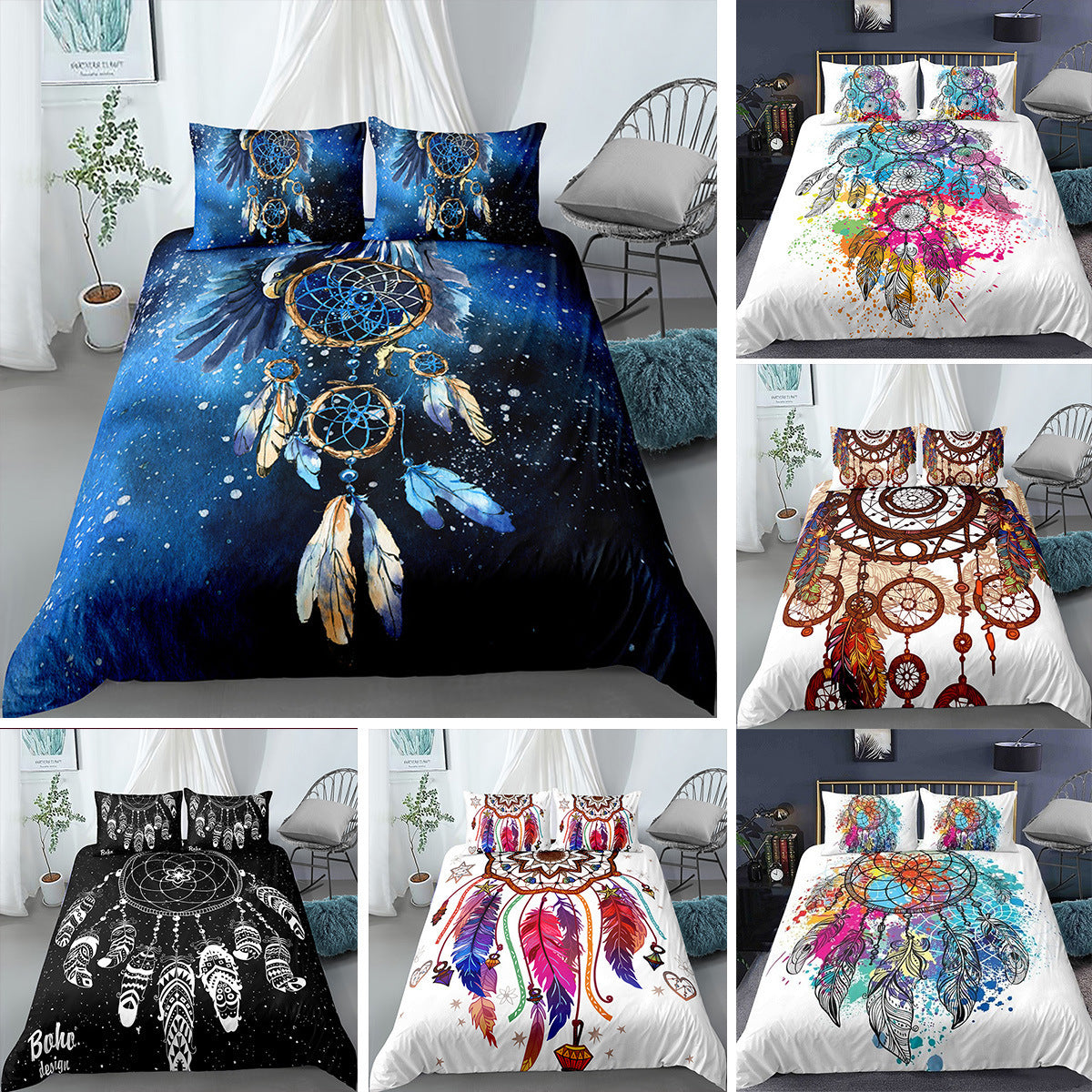 KTX-124435 3D Floral Digital Printing Brushed Polyester Bedding Set in Various Sizes