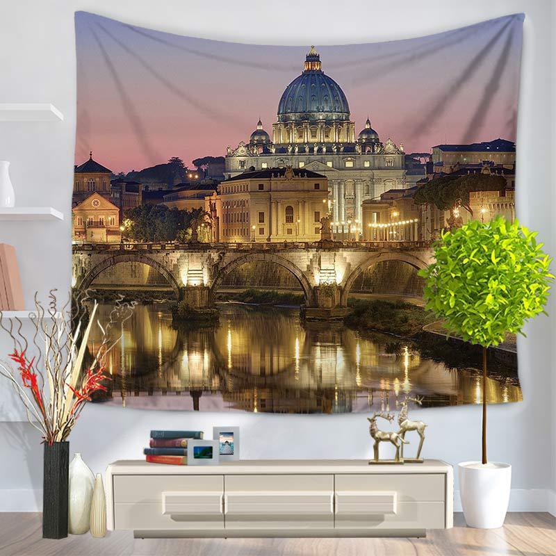 KTX-124819 Fashion Tapestry Wall Hanging - Size Options: 150CM x 130CM & 150CM x 200CM - Lightweight Polyester with Sun Protection