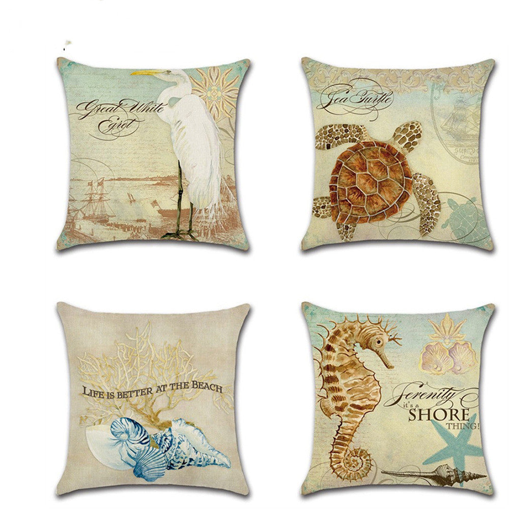 KTX-124947 Marine Animal Design Cushion Cover - Spandex Fabric for Modern Home Decor