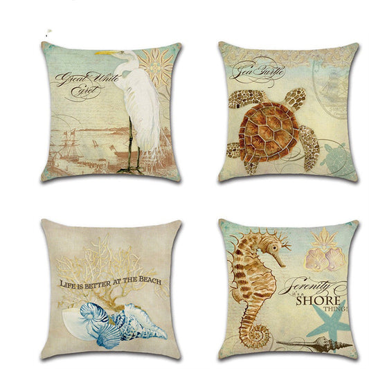 KTX-124947 Marine Animal Design Cushion Cover - Spandex Fabric for Modern Home Decor