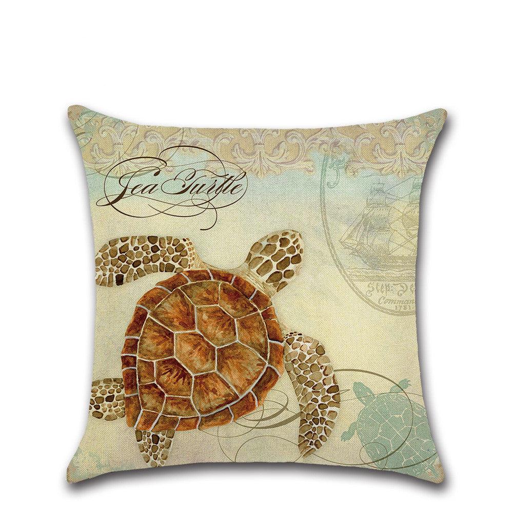 KTX-124947 Marine Animal Design Cushion Cover - Spandex Fabric for Modern Home Decor