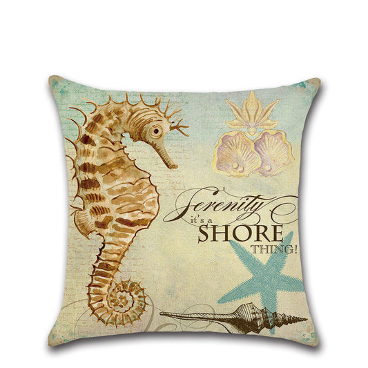 KTX-124947 Marine Animal Design Cushion Cover - Spandex Fabric for Modern Home Decor