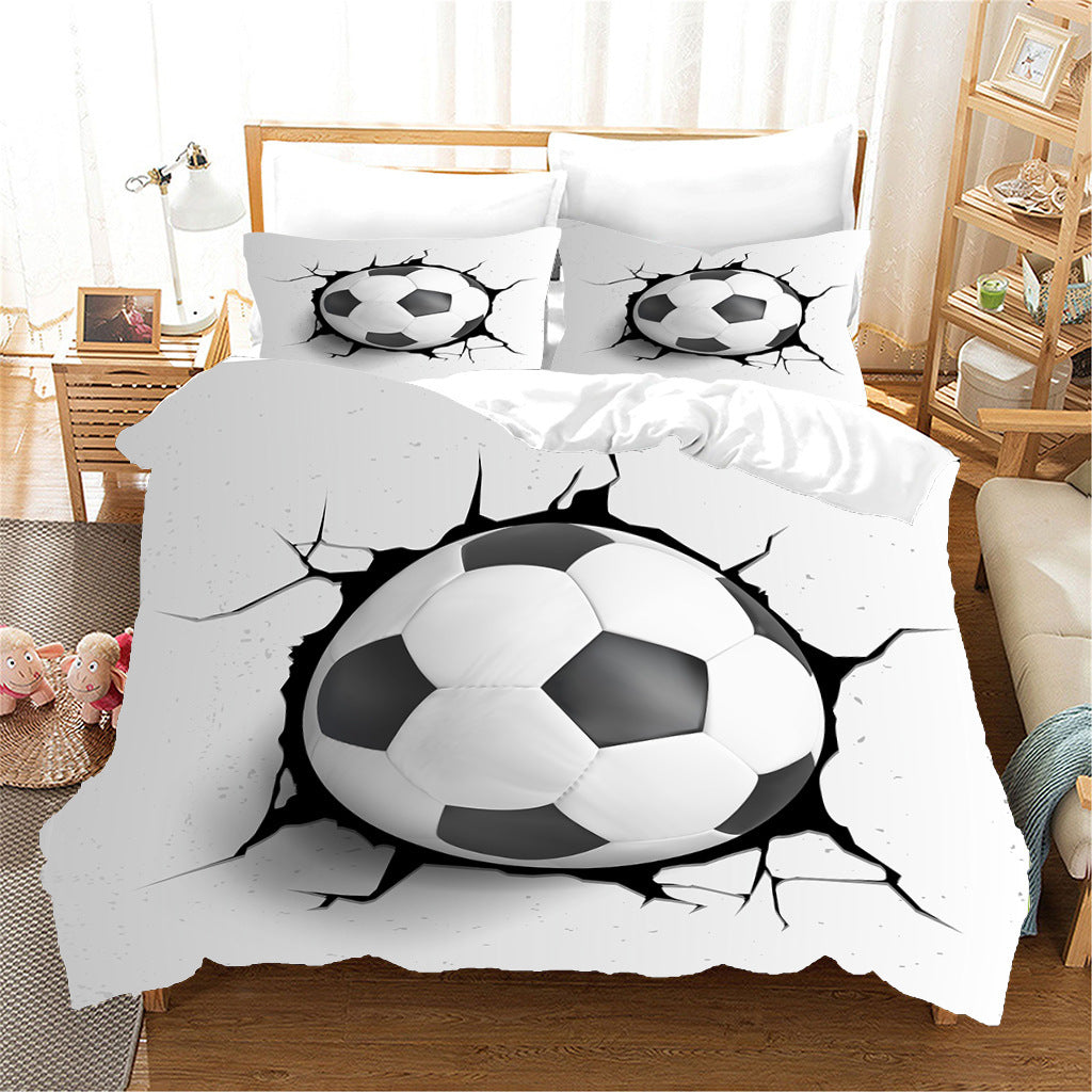 KTX-125075 Nordic Style Sports Football Three-Piece Bedding Set in Floral Design