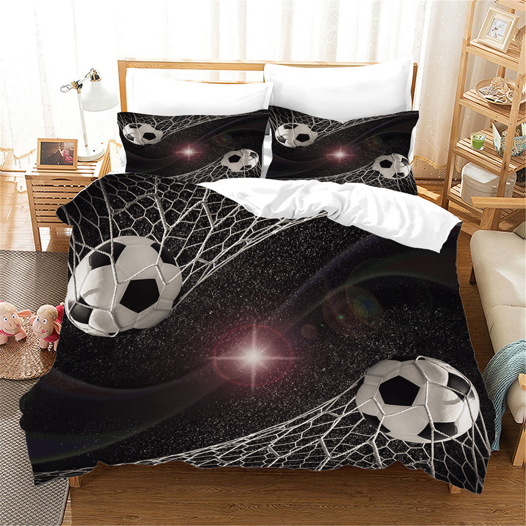 KTX-125075 Nordic Style Sports Football Three-Piece Bedding Set in Floral Design