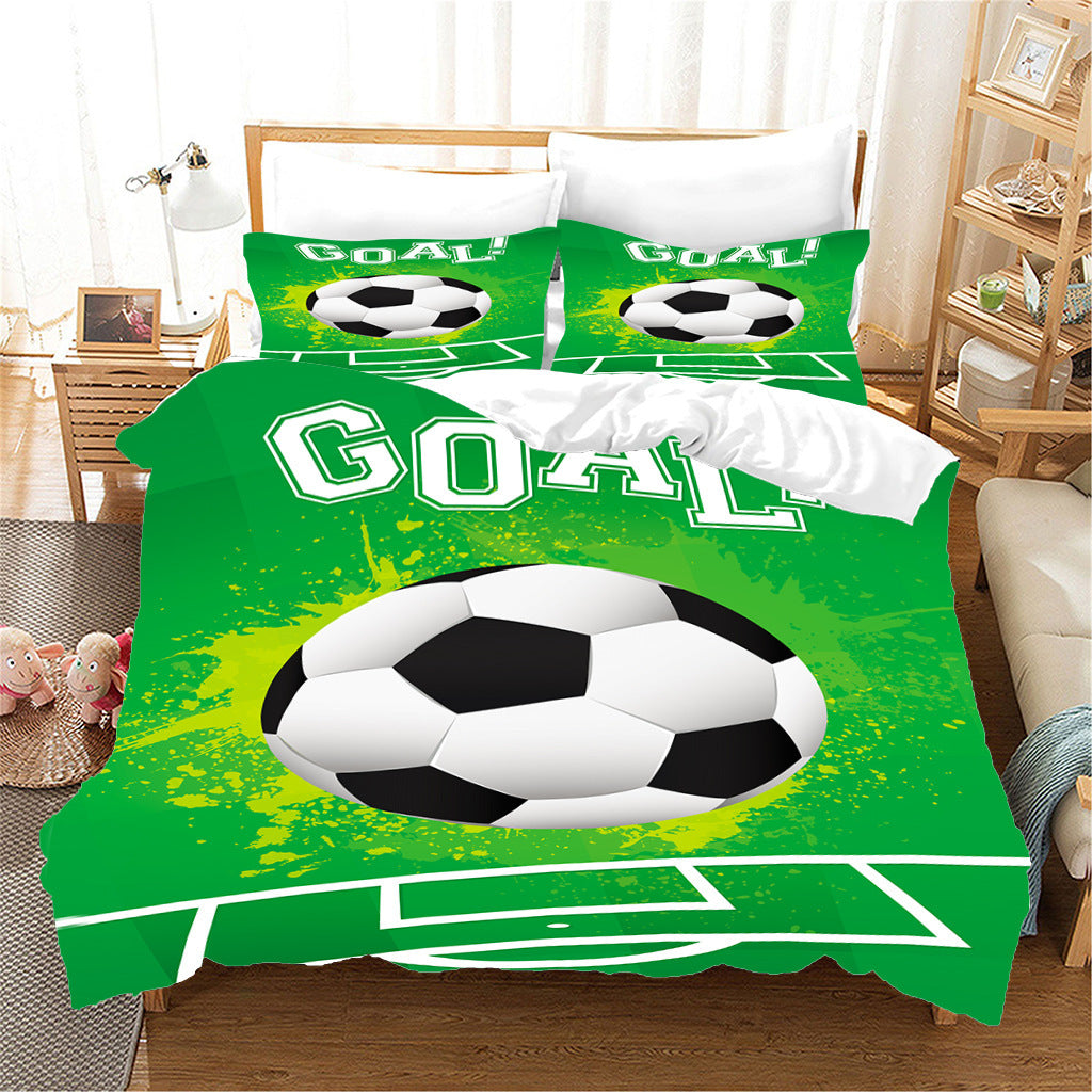 KTX-125075 Nordic Style Sports Football Three-Piece Bedding Set in Floral Design