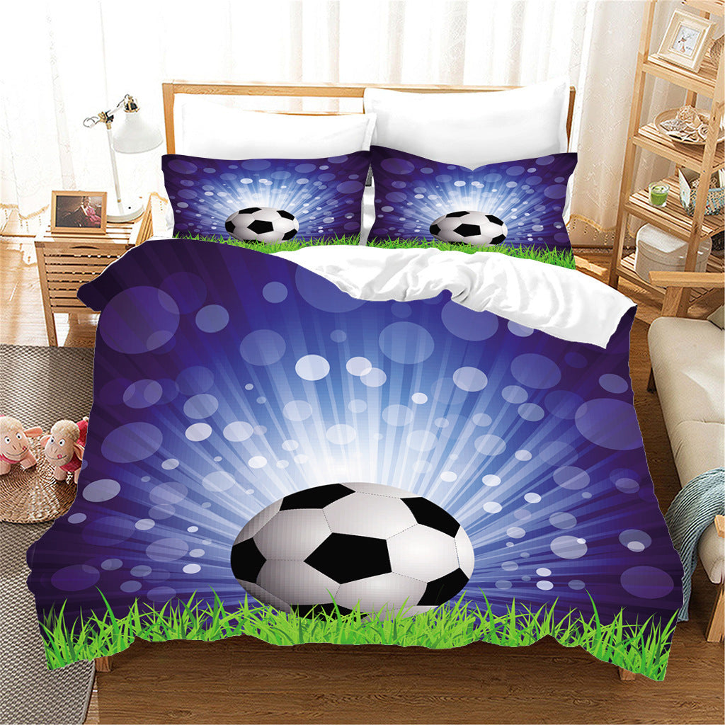 KTX-125075 Nordic Style Sports Football Three-Piece Bedding Set in Floral Design
