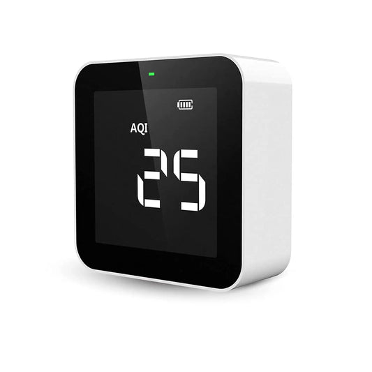KTX-126611 Indoor Air Quality Monitor - AEC M10 PM2.5, AQI, HCHO & TVOC Detector, USB Rechargeable with LCD Display and 3 LEDs