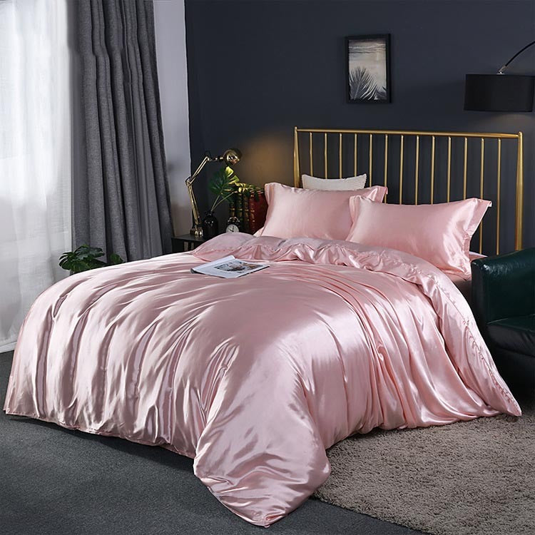 KTX-127571 Silky Double-Sided Ice Silk Washed Silk Four-Piece Bedding Set with Elegant Design