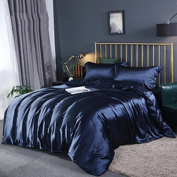 KTX-127571 Silky Double-Sided Ice Silk Washed Silk Four-Piece Bedding Set with Elegant Design