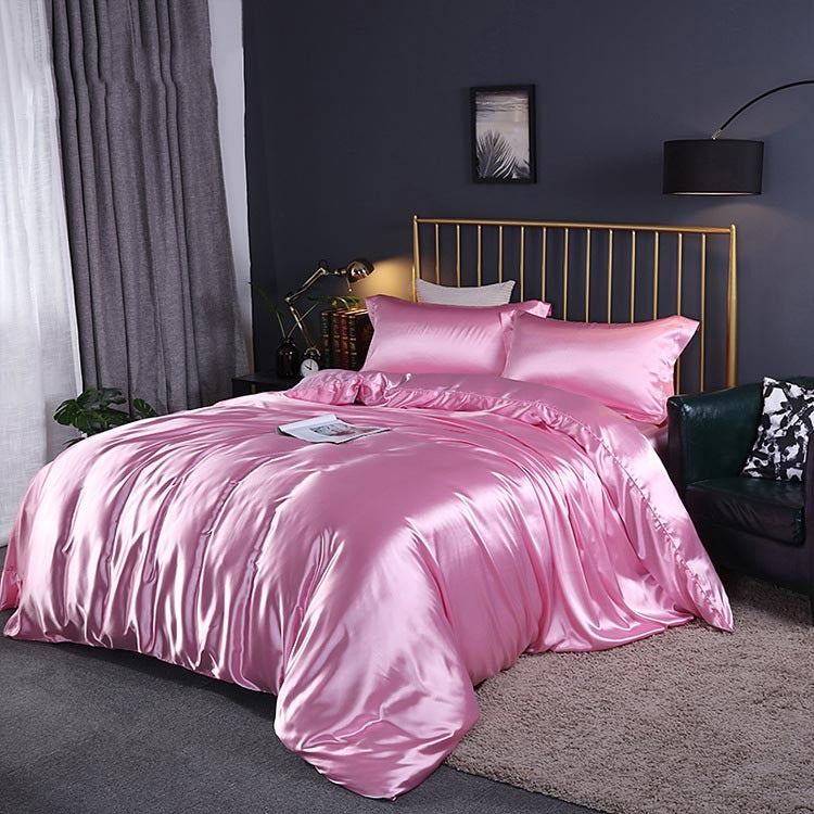 KTX-127571 Silky Double-Sided Ice Silk Washed Silk Four-Piece Bedding Set with Elegant Design